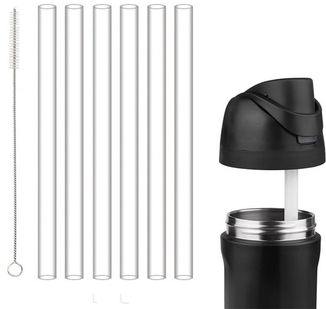 호환 오왈라 프리십 보온병 물병 교체 리필 텀블러뚜껑 16oz 24oz 32oz owala, 40온즈용 빨대만 6개+청소솔1개(뚜껑은없음), 1개, 709ml