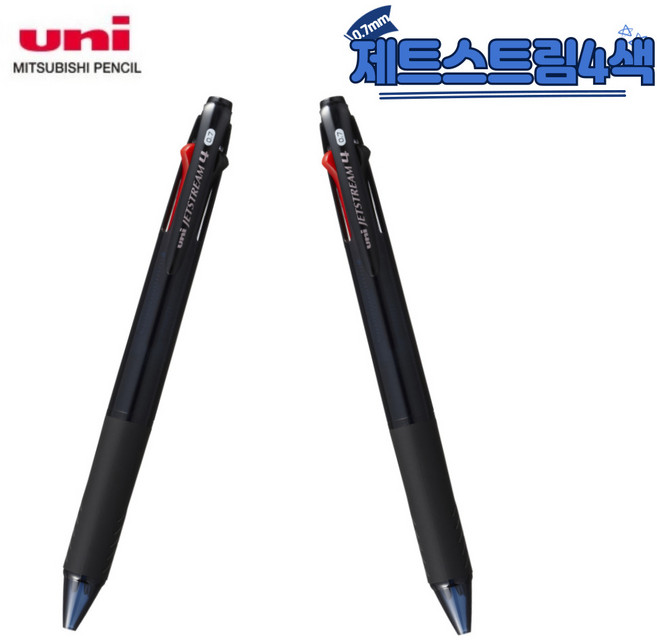 유니 uni 제트스트림 4색 유성 볼펜 0.7mm (SXE4-500-07), 블랙 2개