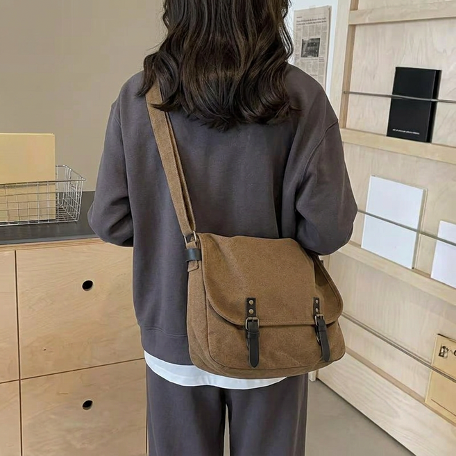 제이바바 남녀공용 캔버스 메신저백