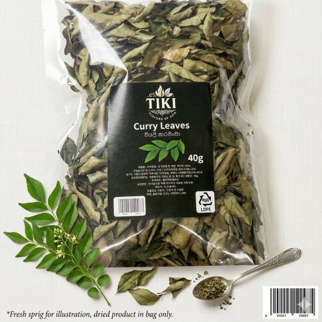 TIKI CURRY LEAVES 건조 커리잎100% 40g 인도네시아 향신료 INDONESIA, 1개