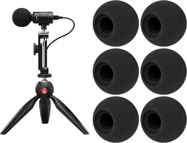 SoulWIT 6Pcs 마이크로폰 팝 필터 슈어 MV88+ 스테레오 USB 보호 마이크 커버 윈드스크린 폼 블랙, Black