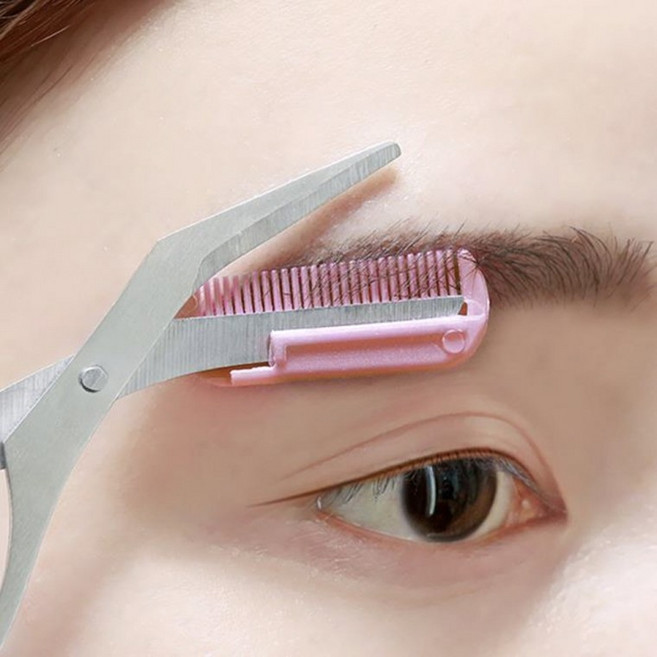 [목마켓]잔솔 빗달린 눈썹숱가위 빗가위 길이정리 손질 자르기, 1개