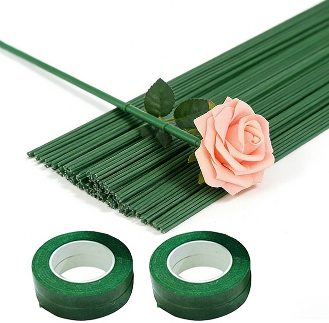 LINJIN 30cm 꽃철사 +테이프2개 포함 꽃공예 꽃만들기 철사공예 부케 식물 지지대, 100개