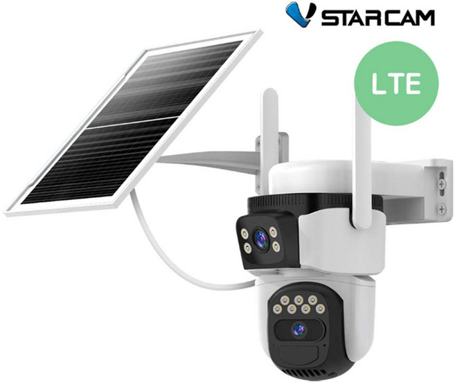 브이스타캠 LTE 5G 유심 지원 듀얼랜즈 실외용 가정용 CCTV 무선 IP카메라 충전 태양광패널 포함 무료클라우드 V400GD, V400GD 화이트, 1개