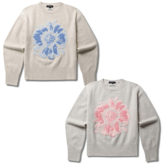 백화점정품 올젠 여성 크루넥 플라워 스웨터 니트 그래픽 소프트 따듯한 데일리