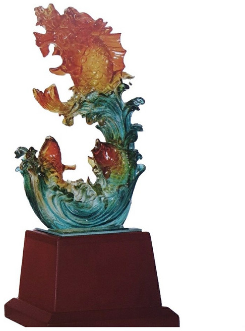 川流雕刻社 琉璃水晶藝品 退休升遷祝賀送禮 當選賀禮 榮調賀禮 選舉禮品 謝師禮品, 1個, 獨占鰲頭