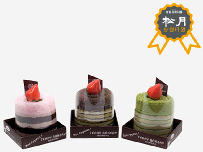 송월 베이커리 수건 삼각조각 케익 5장, 녹차(연두)5장, 녹차(연두) 5장