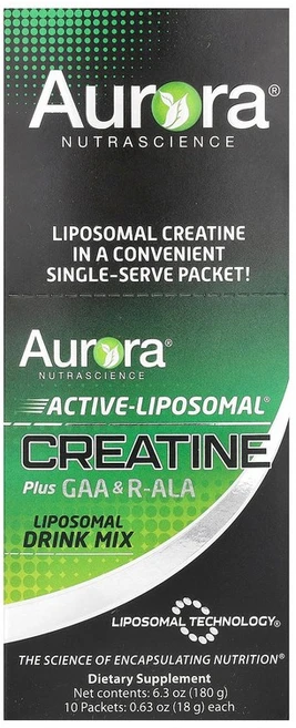 오로라 뉴트라사이언스 Aurora Nutrascience Active-Liposomal® 크레아틴 플러스 GAA 및 R-ALA 10팩 각 18g0.63oz141533원산, 10 개 - 쿠팡