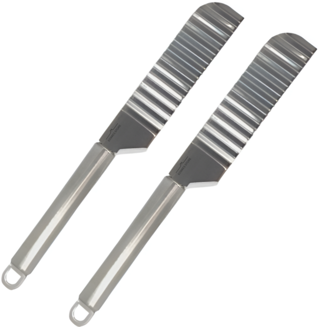 어스 물결무늬 오이피클 감자 도토리묵칼, 2개, 실버