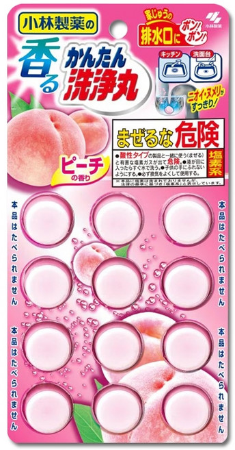 日本Kobayashi小林製藥 香味洗淨丸 柑橘香 排水管道清潔錠 12入/盒, 1個, 蜜桃粉