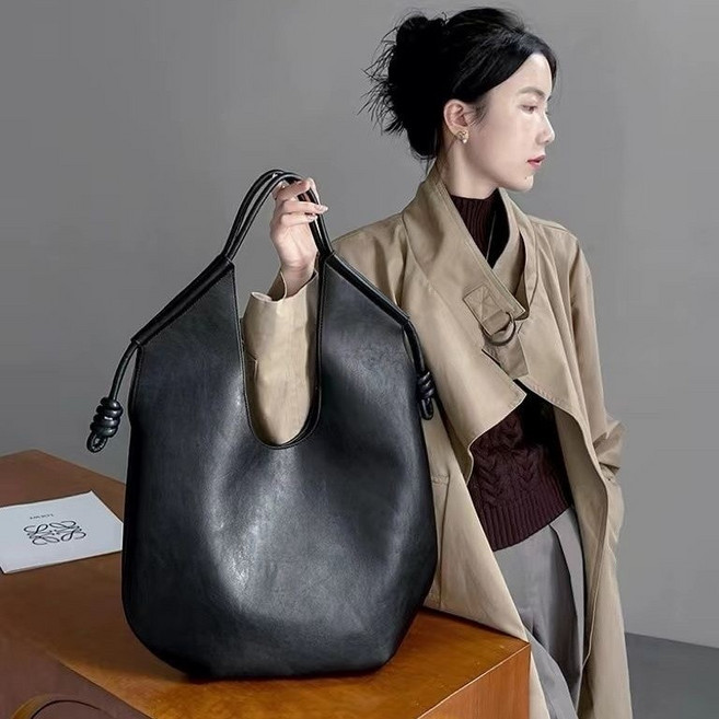真皮質感 韓國極簡大容量托特包 高級感通勤單肩包 腋下大包