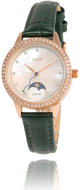 로이드 엘클래식 문페이즈 자개 그린 가죽시계 LL2G21600CGM