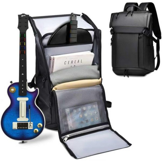 사일러 Waterproof 여행용 백팩 CRKD Gibson Les Paul PDP RIFFMASTER 무선 기타 컨트롤러용 대형 휴대 가방 PS5 PS4 호환 대용량 저장 플, PS5 컨트롤러 CRKD 깁슨 레스폴 PDP 리프마스터