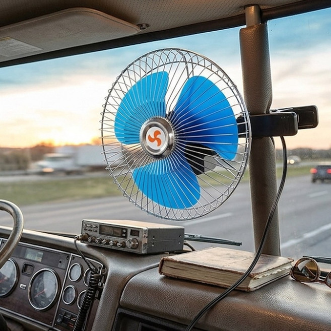 집게형 차량용 선풍기 시거잭 24V 12V 자동차 트럭 화물차 중장비 카팬