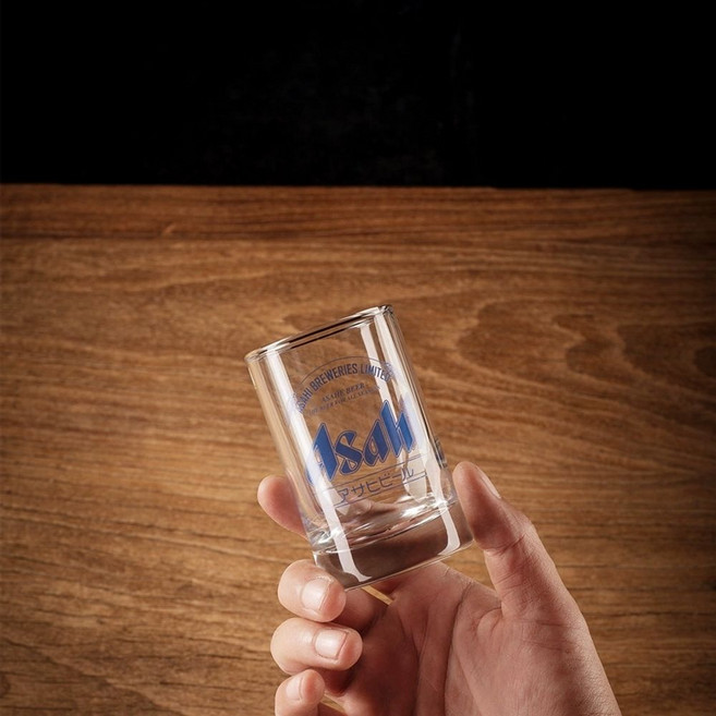 한입 맥주컵 일본 맥주잔 아사히 미니 글라스 소맥 술잔, 1개