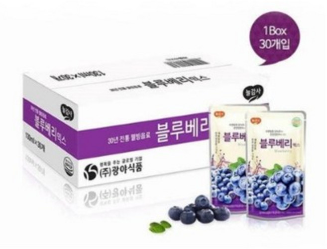 사랑주는쇼핑몰 광야식품 블루베리 감식초믹스 130ml x 30포, 30개