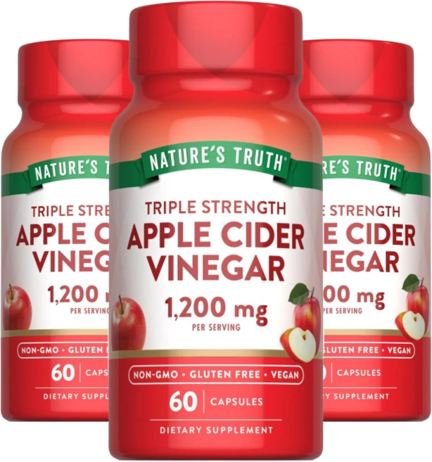 Nature's Truth 네이처스 트루 애플 사이다 식초 1200mg 60캡슐 3팩, 60정, 3개 - 쿠팡