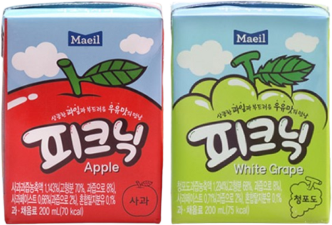 매일유업 피크닉 200ml 사과 + 청포도, 24개