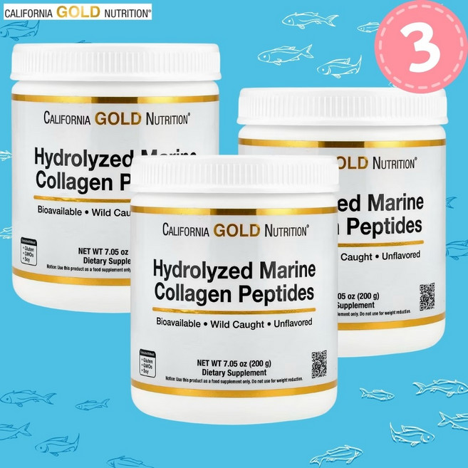 캘리포니아 골드 뉴트리션(CGN) 피쉬 콜라겐 펩타이드 200g 3통, 3개