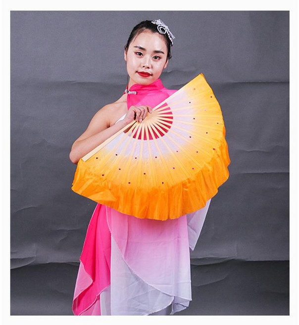 짧은 그라데이션 실크 펜베일 너슬부채 공연 워십깃발 학예회 부채, S 부채살31cm 부채 10cm, 1개