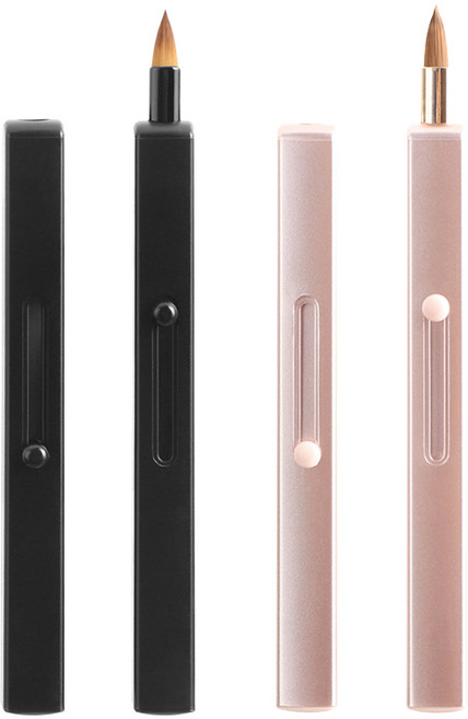 몽뉴 1+1원터치 립 브러쉬 핑크 실버 블랙 깔끔한 터치 메이크업 가벼운브러쉬, 1개, 1+1(핑크+블랙)