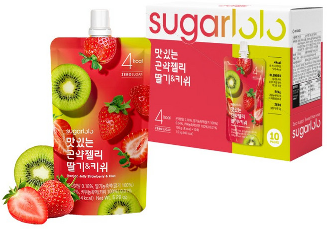 인테이크 슈가로로 맛있는 곤약젤리 딸기&키위, 150g, 20개