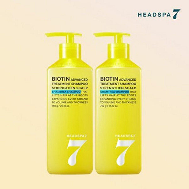 헤드스파7 비오틴 어드밴스드 탈모증상완화 기능성 헤어 트리트먼트 샴푸, 740g, 2개