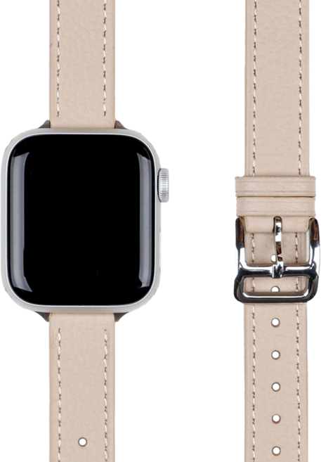 모할랩 애플워치 3/4/5/6/7/8/SE 호환 가죽 스키니 스트랩 + 보호필름, 04 크림, 1개