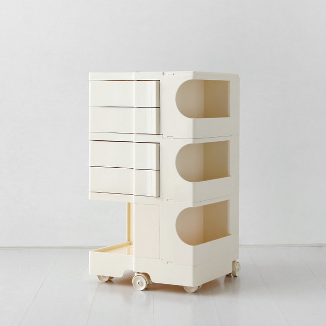 마켓비 BINGEURI 회전서랍 트롤리, 크림, 4단