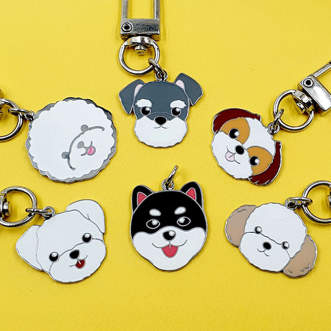 반려동물 에나멜 애견목걸이 인식표 써지컬스틸 레이저각인 키링 열쇠고리, 푸들, 추가 안함, 1개