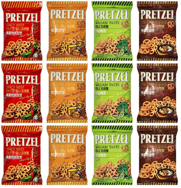 미니 프레첼 4가지맛 혼합 12개, 70g