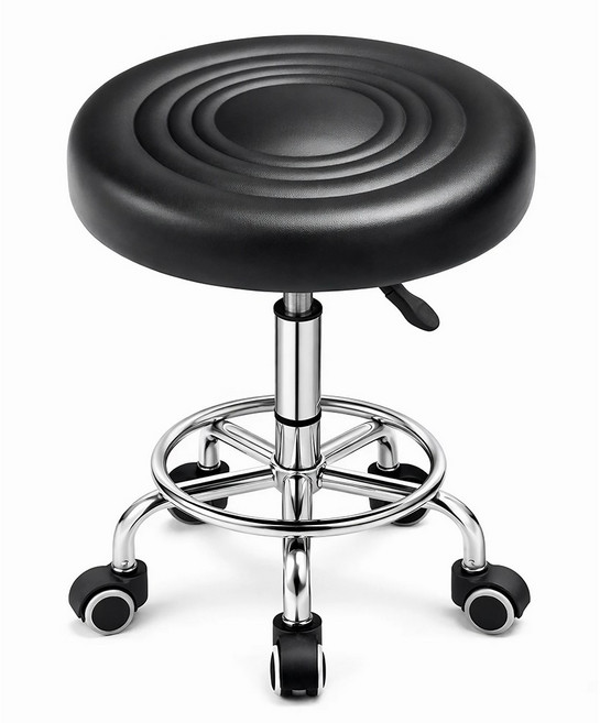 라온프리 미용 원형 이동식 바퀴의자, 1개, 블랙