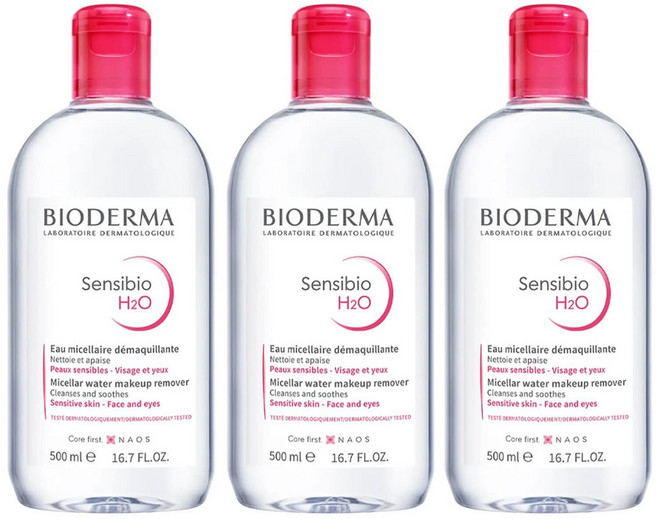 바이오더마 센서바이오 H2O 미셀라 워터 메이크업 리무버, 3개, 500ml