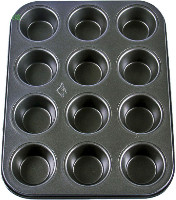 Unionvicky 넌 스틱 라운드 플랫 바텀 머핀틀 12구 블랙, 1개