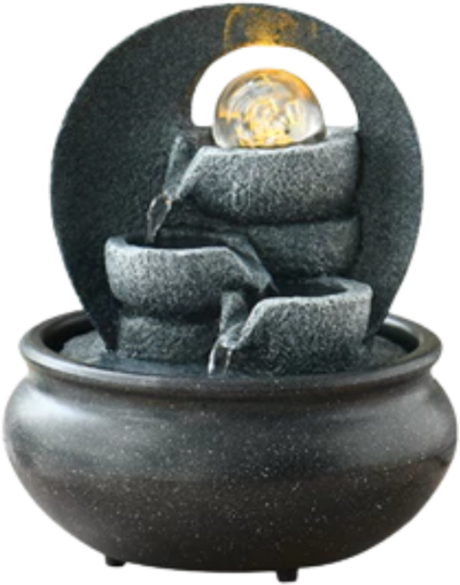 招財水流盆 開運滾球組 開店入厝送禮, 【現代風格款】【圓形底盆】水流石臼