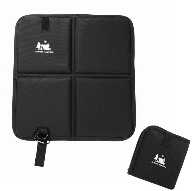 아워템 휴대용 접이식 방석 등산 캠핑 콘서트 단열 방수 돗자리, 블랙