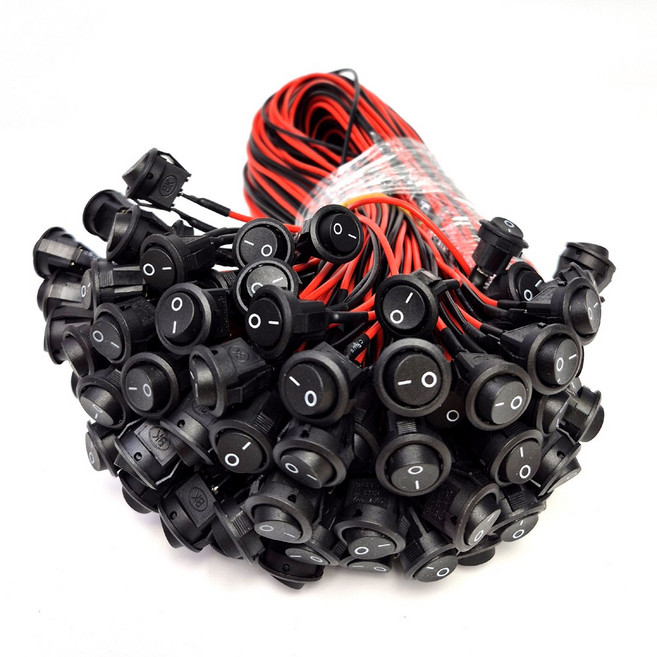 블랙 중형 스위치 전기 전원 똑딱이 전원 누름버튼 100개 묶음, 1개