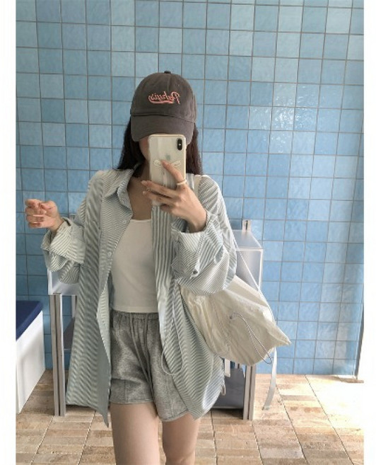 【慵懶寬鬆】條紋襯衫 女裝襯衫 長袖襯衫 中長款襯衫 襯衣外套 翻領設計 寬鬆休閒 秋季新款 通勤百搭 韓系慵懶風
