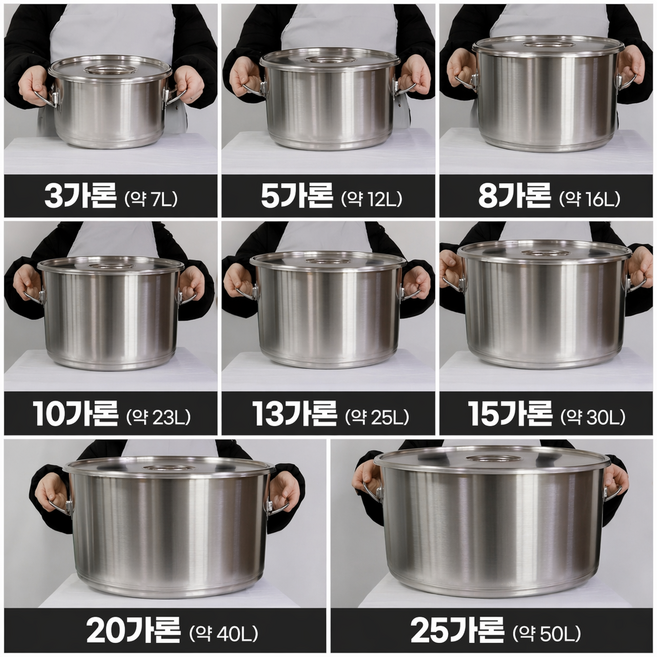 [뚜껑포함] 유유마트 국산 스텐 소도와 낮은 업소용 육수통 곰솥 대형 냄비, 1개, 15가론_40cm, 30리터