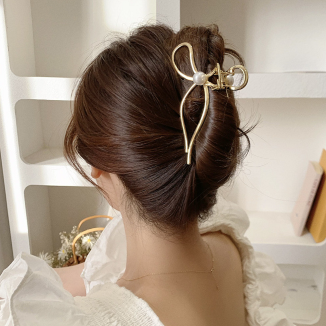 미다미 스틸 레이스꼬임 올림머리 메탈 집게핀