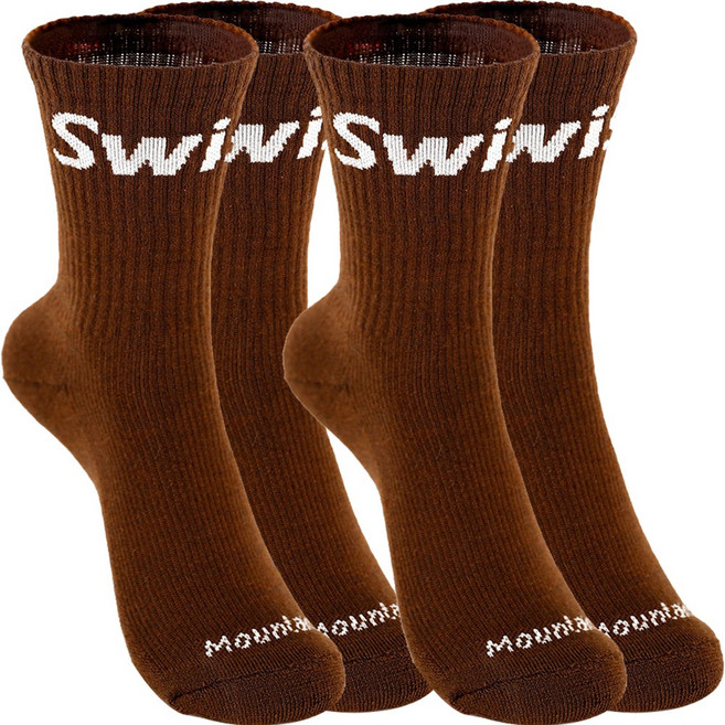 스위스마운틴 여성용 메리노테크 등산양말 2켤레, 브라운, 1세트