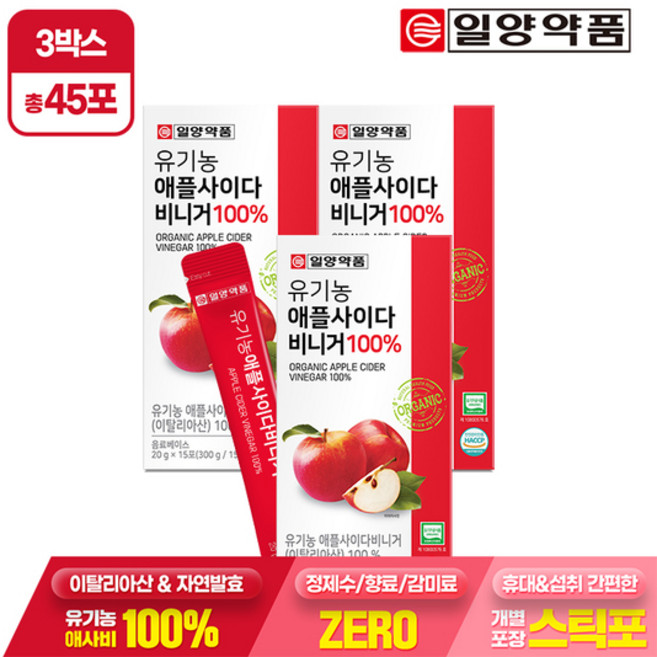 일양약품 유기농 애플사이다 비니거 100% 15p, 300g, 3개