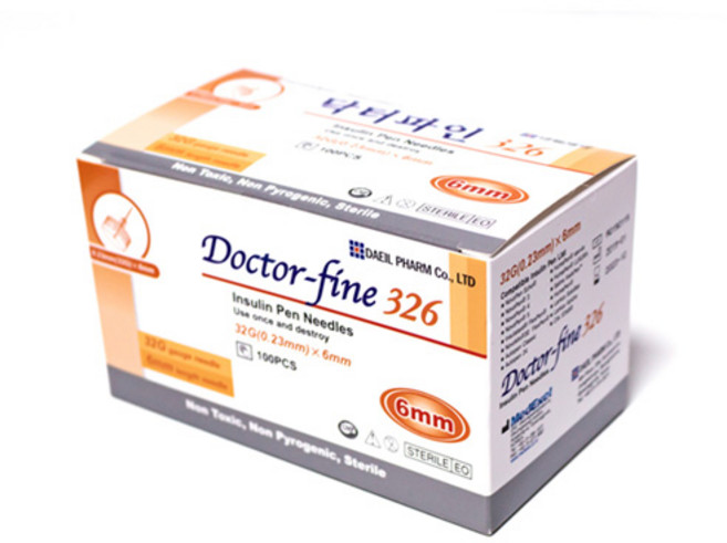 대일제약 닥터파인 인슐린주사용 주사기바늘 100개입 건강보험적용등록업체, 1박스, 326mm