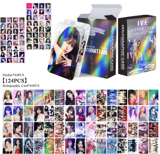 아이브 IVE 월드투어 얼라이브 홀로그램 포카 124장 홀로그램 포카 60장 스티커 64장 도무송 다꾸, 124개, World Tour