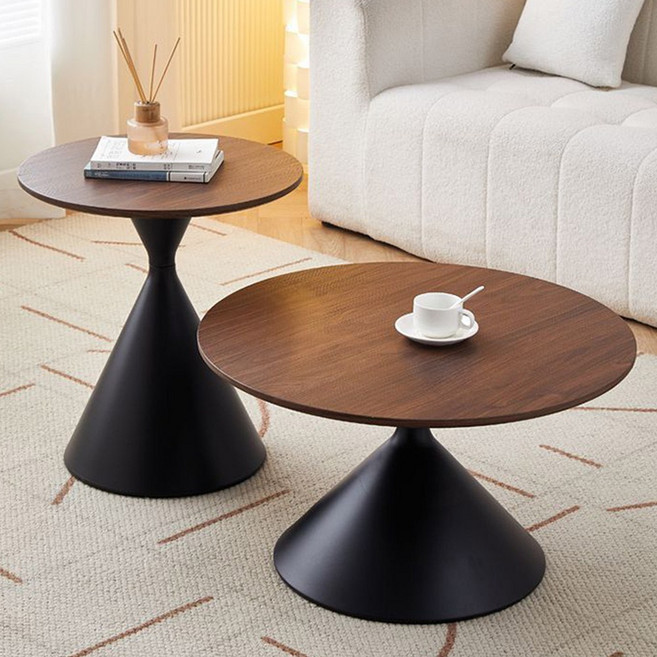 거실 테이블 세트 북유럽 인테리어 사이드 카페 원형 낮은 밥상 식탁 자유조합 소파 티테이블, 브라운