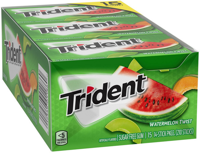 트라이던트 무설탕 자일리톨 껌 대용량 (1 Box x 15 팩 ) (옵션 다양), 1박스