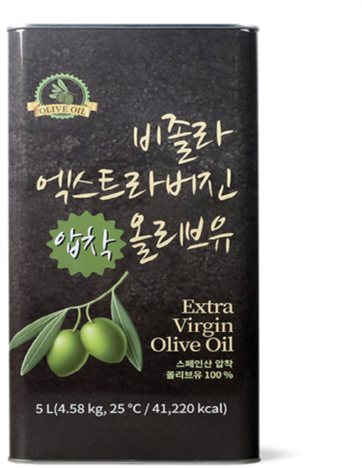 비졸라 스페인 엑스트라버진 올리브유 100% 압착 5L 올리브오일, 1개