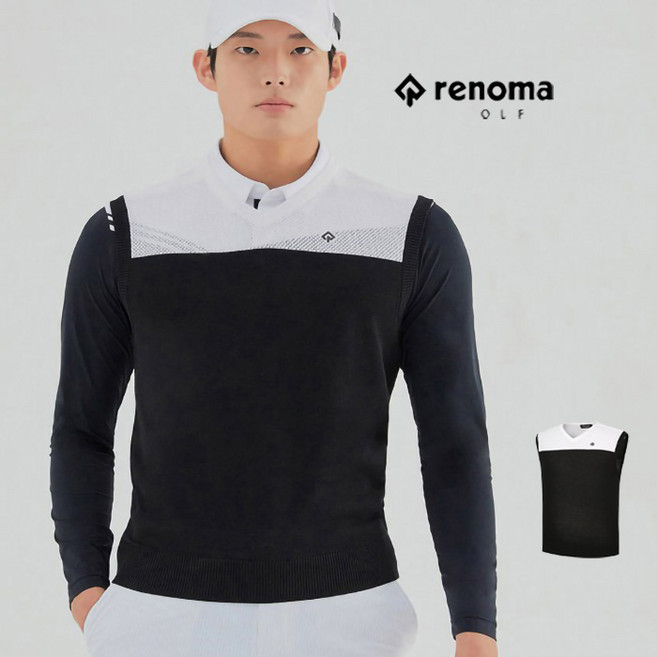 레노마골프 남성 배색 스카시 조직 브이넥 니트 베스트 RMSVL2201-199 2893431