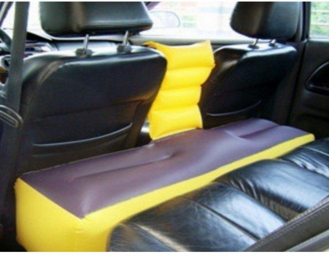 充氣式後座床墊 汽車露營睡眠墊, 黃黑配色, 1個