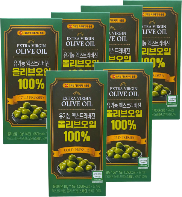 더존건강 유기농 엑스트라버진 냉압착 올리브오일 스틱, 6개, 140g